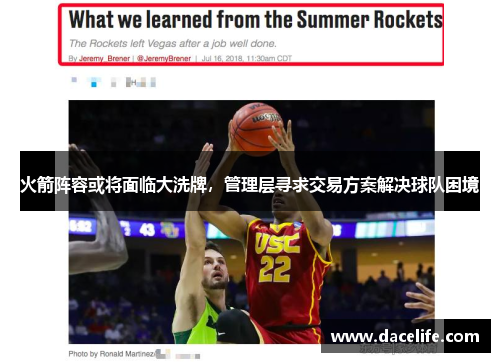 火箭阵容或将面临大洗牌，管理层寻求交易方案解决球队困境